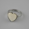 Stud earring Mother of Pearl Heart 13x13mm+- with, silver metal