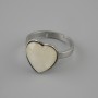 Stud earring Mother of Pearl Heart 13x13mm+- with, silver metal