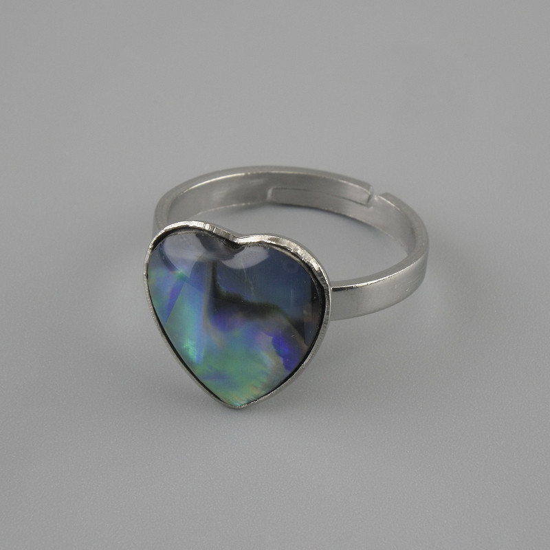 Ring, Haliotis heart 13×13mm±, silver metal