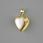 Heart Pendant with Mother-of-P pearl for photo, diameter 17x18mm±, length 28mm±, gold-tone metal