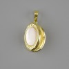 Photo pendant with mother-of-pearl, diameter 21×16mm±, length 31mm±, gold-toned metal