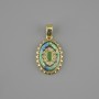 Haliotis Pendant with White Crystals, 21×13mm±, length 27mm±, in Golden Metal