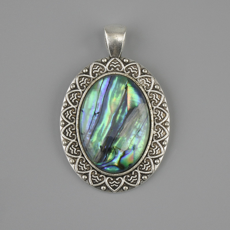 Haliotite Pendant 44×28mm± Silver Metal