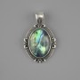 Chalcedony Pendant 34x21mm+ Silver Metal