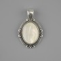 Mother of Pearl Pendant 34x21mm± Silver-Coloured Metal