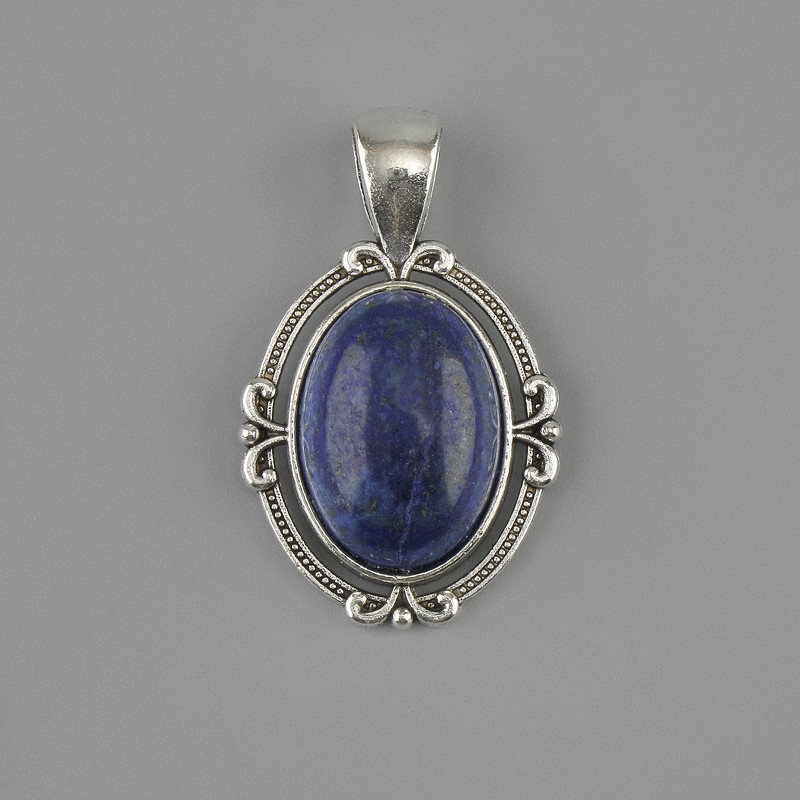 Lapis Lazuli Pendant 34x21mm ± Silver Metal