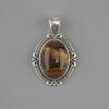 Tiger's Eye Pendant 34x21mm ± Silver Metal