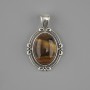 Tiger's Eye Pendant 34x21mm ± Silver Metal