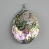 Shell Pendant Haliotis (reverse side Mother-of-P Pearl), diameter 60x41mm±, length 75mm±, silver metal