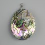 Shell Pendant Haliotis (reverse side Mother-of-P Pearl), diameter 60x41mm±, length 75mm±, silver metal