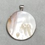Pendant made of natural mother-of-pearl with baroque pearls, diameter 50mm±, length 60mm±, silver metal