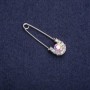 Brooch pin with white rhinestones 37x11mm silver metal