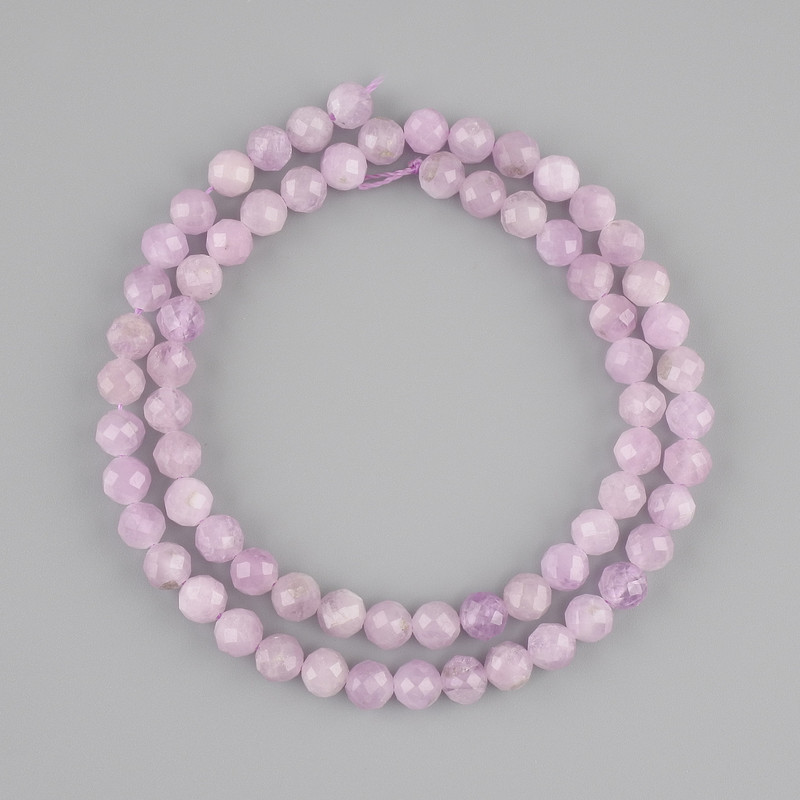 Kunzite Beads Faceted Sphere, 6mm diameter, 38cm on Thread