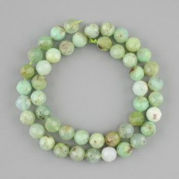 Emerald Beads, faceted round ball 8mm diameter, length 38cm on thread