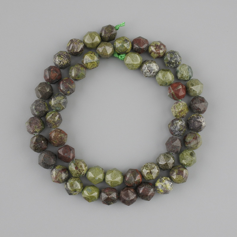 Jasper Beads Dragon's Blood (Dragon's Blood) Faceted Round Beads 8mm Ø, 39cm± on Thread