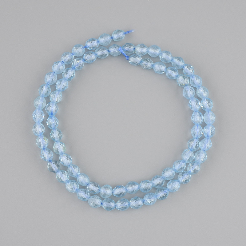 Faceted Topaz Beads, gemstone drilled grain, 5-5.5 mm diameter, 5x5 mm±, thread length 39 cm±