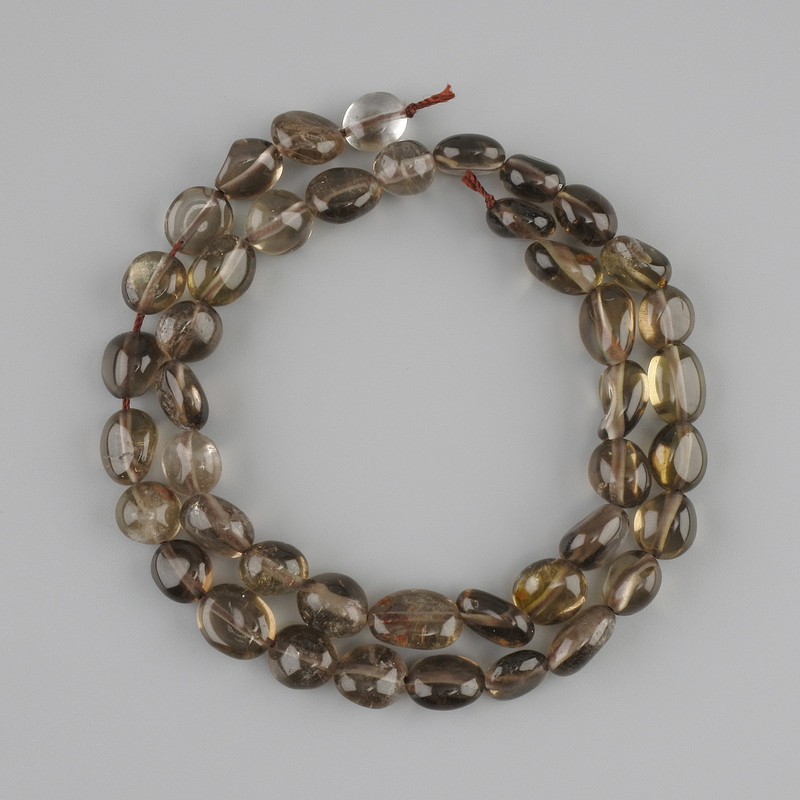 Smoky Quartz Tubular Beads, 9.5–12×7–8 mm, 40 cm on thread