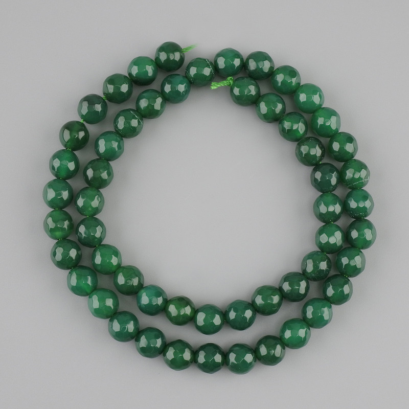 Chrysoprase Beads, faceted round beads, 8mm diameter ±, 42cm length ± on thread