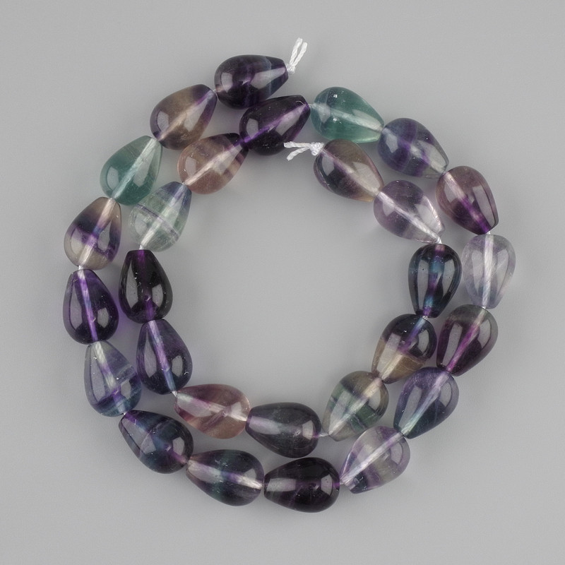 Fluorite Teardrop Beads, 14×10mm, 39cm on a thread