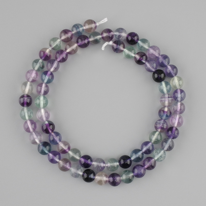 Fluorite Beads smooth sphere 6mm diameter ±, length 40cm ± on thread