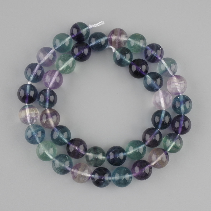Fluorite Beads natural round beads 10mm diameter ±, on thread length 40cm ±
