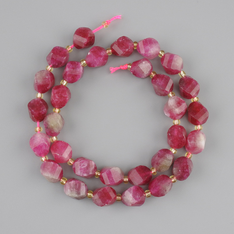 Turmaline Beads Faceted Diamond Shape, 10×8mm Diameter ± 37cm Length ± on String