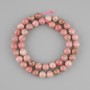Rhodonite Beads Faceted Round 8mm on Thread, 38cm ± length