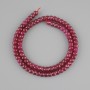 Ruby Beads faceted rondelle, 6x4mm diameter +-, thread length 39cm +-