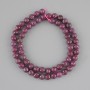 Ruby Beads faceted ball 6mm diameter +-, length 38cm+- on thread