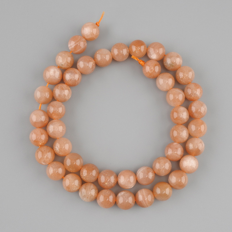 Sunstone & Selenite Beads 8mm Smooth Round Beads on Thread, 39cm Length ±