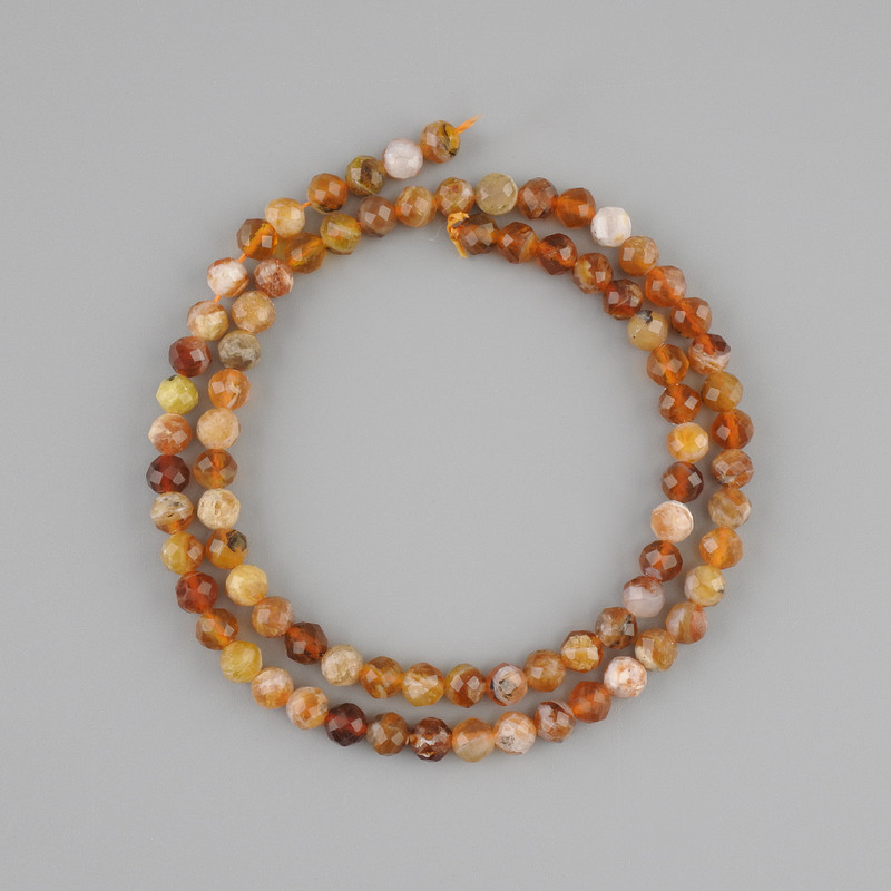 Carnelian Beads, faceted ball 5mm diameter, 39cm length on thread