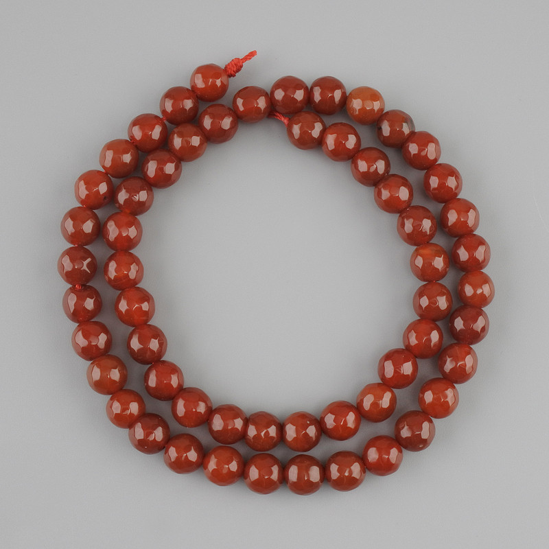 Carnelian Beads Faceted Round 8mm on Thread, 42cm length