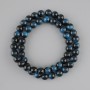 Azurite-blue Tiger's Eye Beads (single) smooth sphere, diameter 8mm +-, length 38cm+- on fishing line