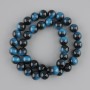 Turquoise-blue Tiger's Eye Beads (alogue) smooth round bead, diameter 10mm +-, length 38cm+- on fishing line