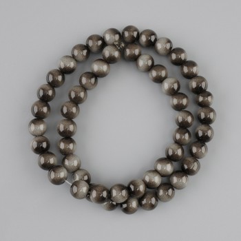 Beads Gray Tiger's Eye round bead 8mm, 37cm length on fishing line