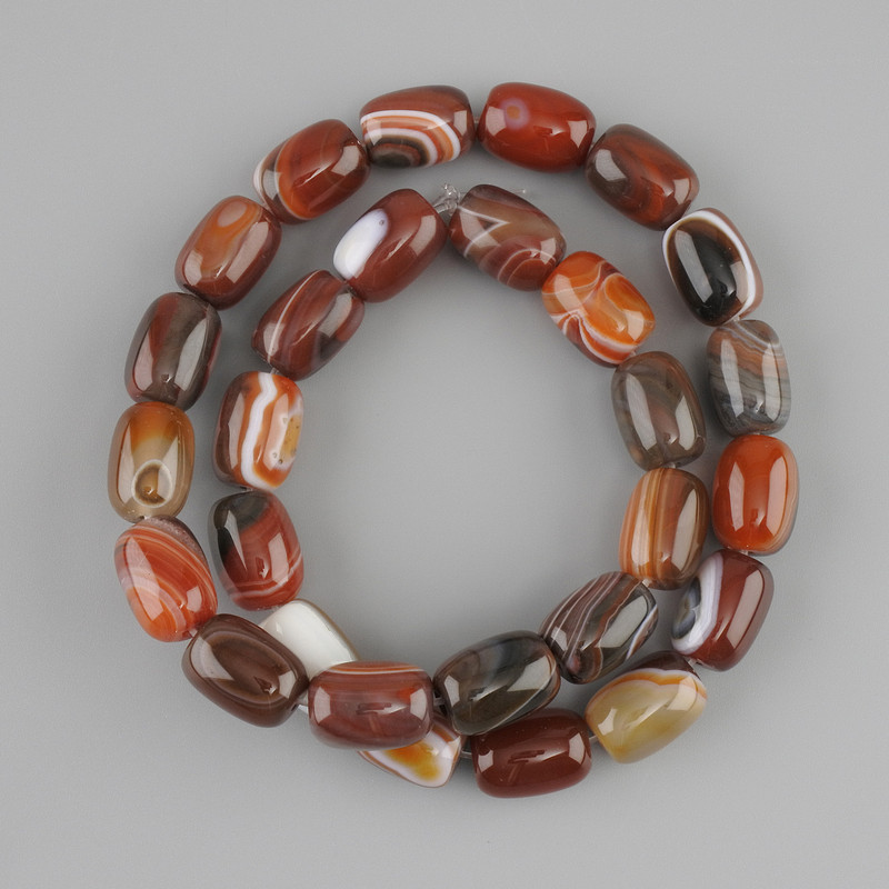 Agate Barilo Beads, 14x10mm, +/-, 38cm +/- on a thread
