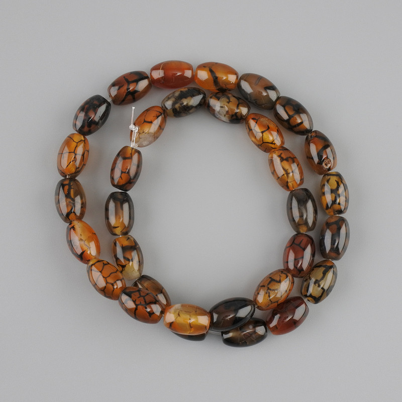 Dragon Bone Agate Beans 12x8mm, on thread length approximately 38cm