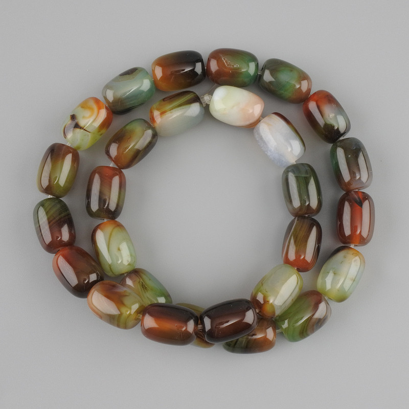 Brazilian Agate Barilo Beads, 14×10 mm diameter, ± 39 cm length on thread