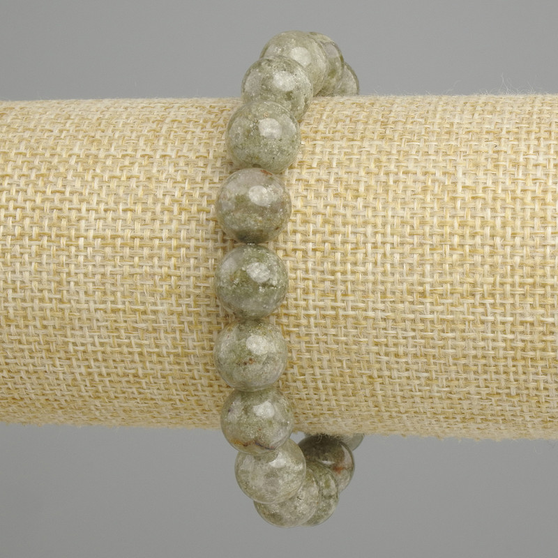 Bracelet green Apatite smooth bead, diameter 11mm±, length 18cm± stretch