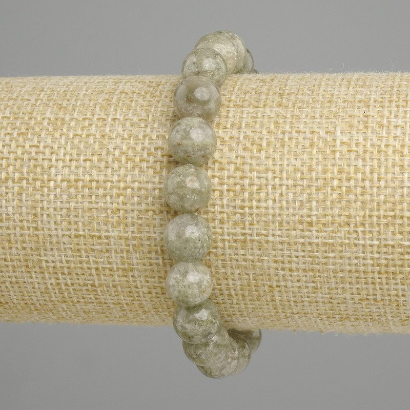 Bracelet green apatite smooth bead, 9mm diameter +-, length 18cm+- stretch