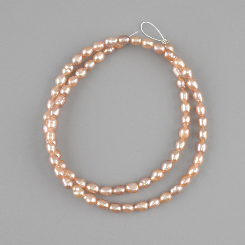 Freshwater Pearl Beads on Thread 36 cm natural 4,5-7×3,5-4 mm, length 36cm