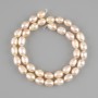 Natural freshwater pearls on a thread, colour soft peach 8–10×6.5–7 mm, length 37 cm