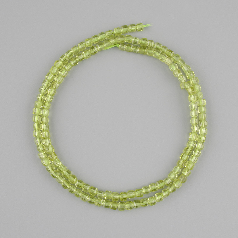 Chrysoprase Beads, faceted cube shape, 3x3mm, length 39cm