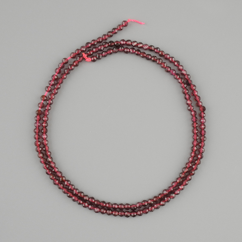 Garnet Beads Faceted Round Beads, 2mm diameter ±, 39cm length ±