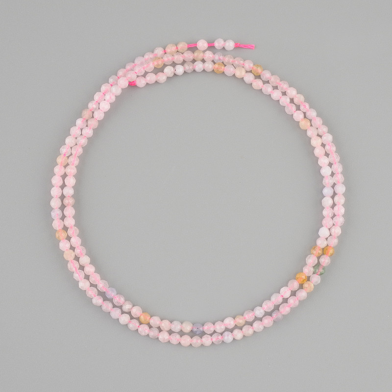 Morganite Beads Faceted Round 2mm, on Thread, 39cm+