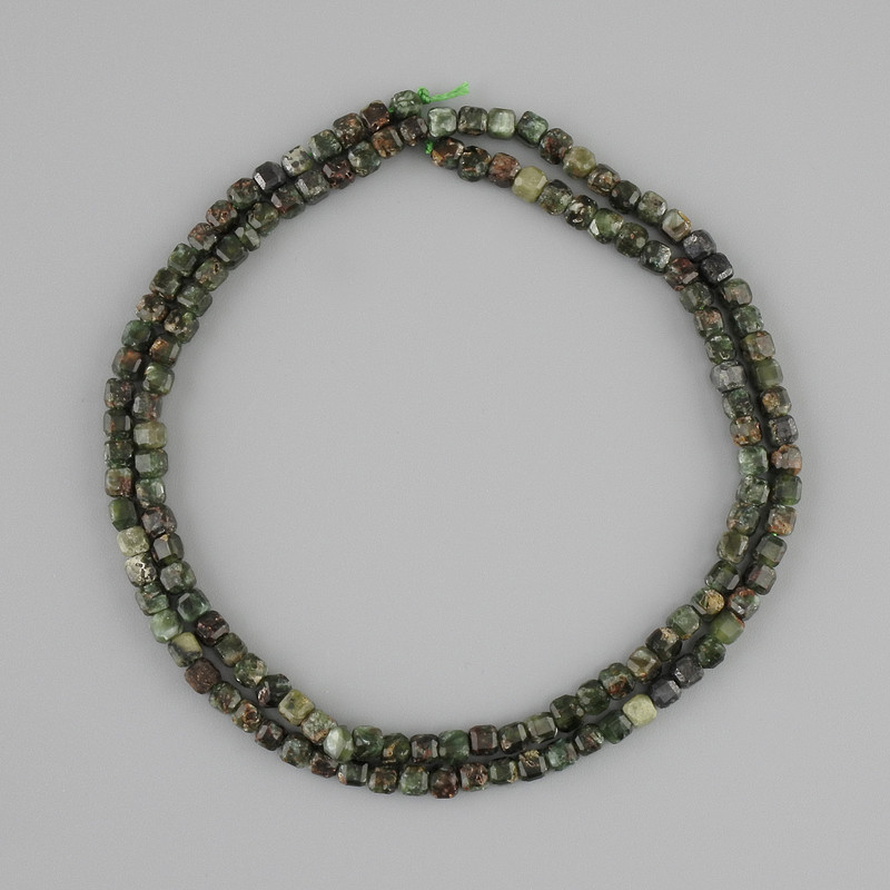 Seraphinite Beads Faceted Cube 3x3mm, length 39cm