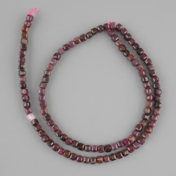 Ruby Beads Faceted Cube 3mm dia, 39cm length