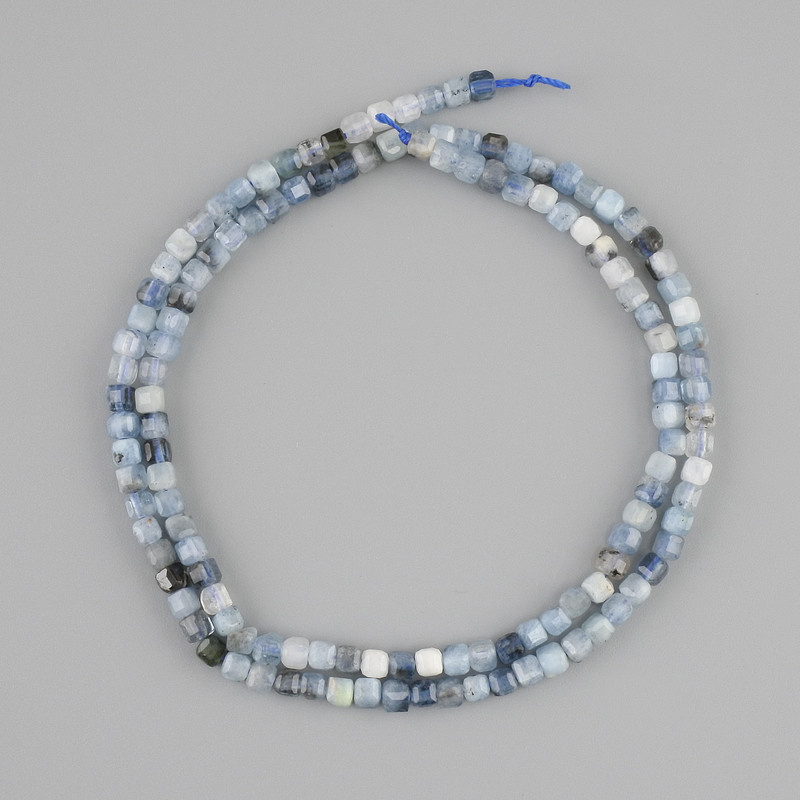 Cuanite Beads, Faceted Cube, 3x3mm, 39cm length