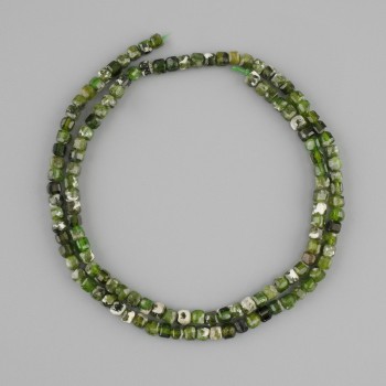 Diopside Beads Natural Stone Faceted Cube 3x3mm, Length 37cm ±
