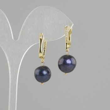 Earrings, River Pearls, diameter 12mm+-, length 30mm+-